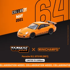 1/64 TW + MINICHMAPS Porsche 911 GT3 RS (997) Orange Diecast Car Model