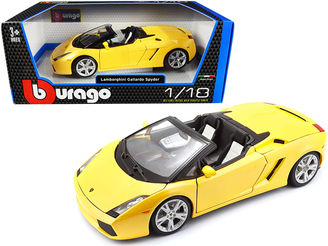 Lamborghini Gallardo Spyder Yellow 1/18 Diecast Model Car By Bburago