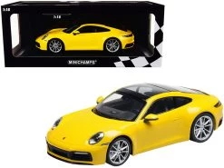 2019 Porsche 911 Carrera 4S Yellow Limited Edition To 336 Pieces Worldwide 1/18 Diecast Model Car By Minichamps