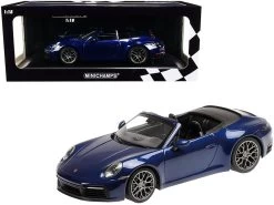 2019 Porsche 911 Carrera 4S Cabriolet Dark Blue Metallic Limited Edition To 504 Pieces Worldwide 1/18 Diecast Model Car By Minichamps