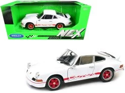 Porsche 911 Carrera RS 2.7 White With Red Stripes "NEX Models" 1/24 Diecast Model Car By Welly