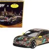 Porsche Taycan Turbo S RHD (Right Hand Drive) Black With Graphics "NaRaYa" Collaboration Limited Edition To 9999 Pieces Worldwide 1/64 Diecast Model Car By True Scale Miniatures