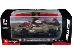 Lamborghini Huracan Super Trofeo EVO2 #63 Matt Green With Black Top And Graphics "Roger Dubuis" "Race" Series 1/43 Diecast Model Car By Bburago