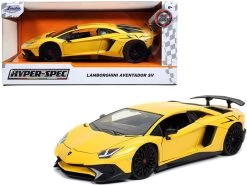 Lamborghini Aventador SV Yellow "Hyper-Spec" 1/24 Diecast Model Car By Jada