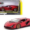 Lamborghini Sian FKP 37 Candy Red With Copper Wheels 1/24 Diecast Model Car By Bburago