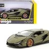 Lamborghini Sian FKP 37 Matt Green Metallic With Copper Wheels 1/24 Diecast Model Car By Bburago