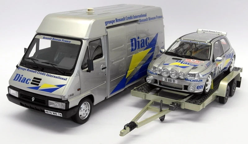 Otto 1/18 Scale OT289B Renault Williams Clio + Traffic Van / Trailer Rally Set