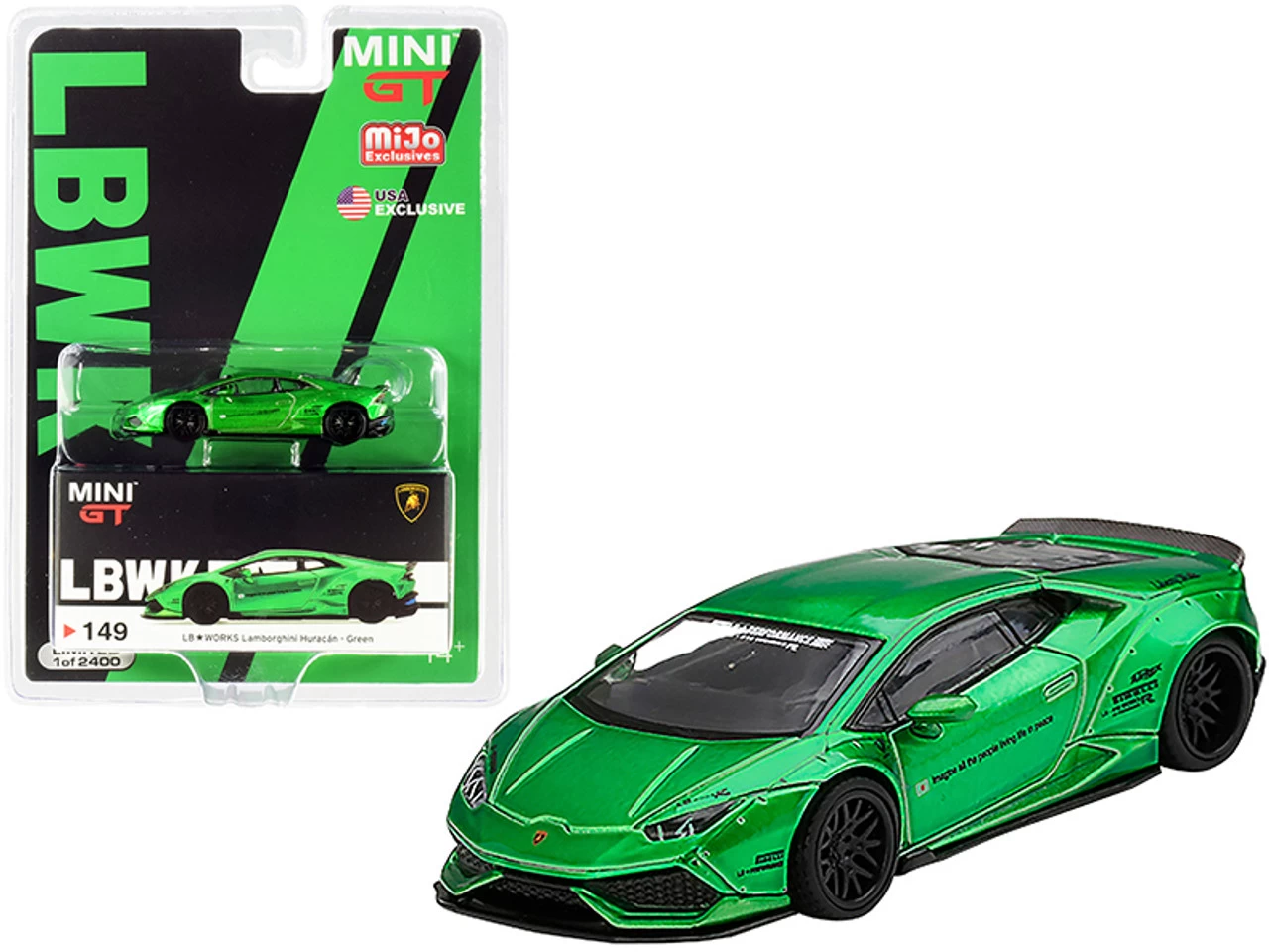 Lamborghini Huracan Version 2 LB Works Green Metallic Limited Edition To 2400 Pieces Worldwide 1/64 Diecast Model Car By True Scale Miniatures