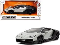 Lamborghini Centenario Gray And Matt Black "Hyper-Spec" Series 1/24 Diecast Model Car By Jada
