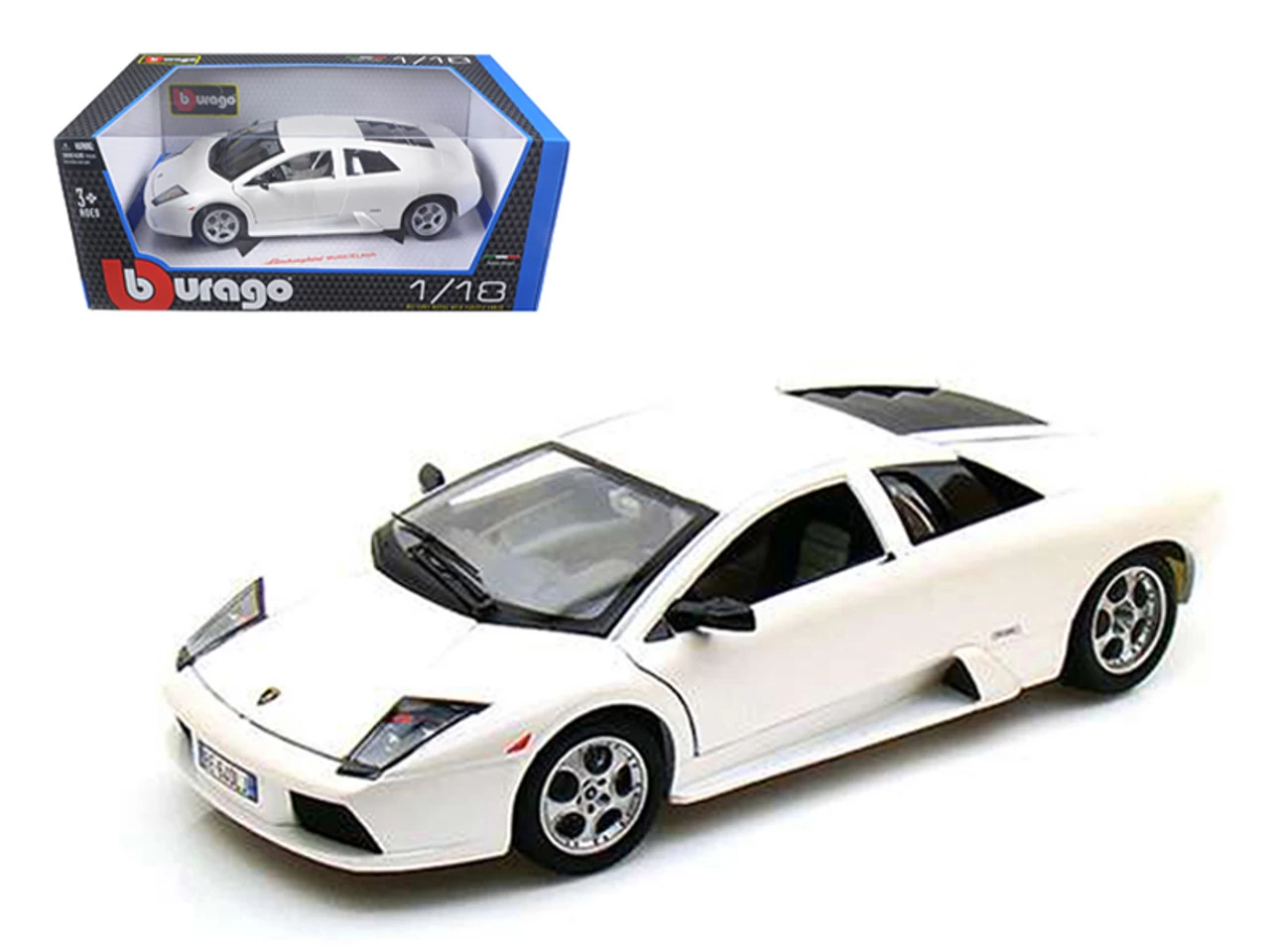 Lamborghini Murcielago Pearl White 1/18 Diecast Car Model By Bburago