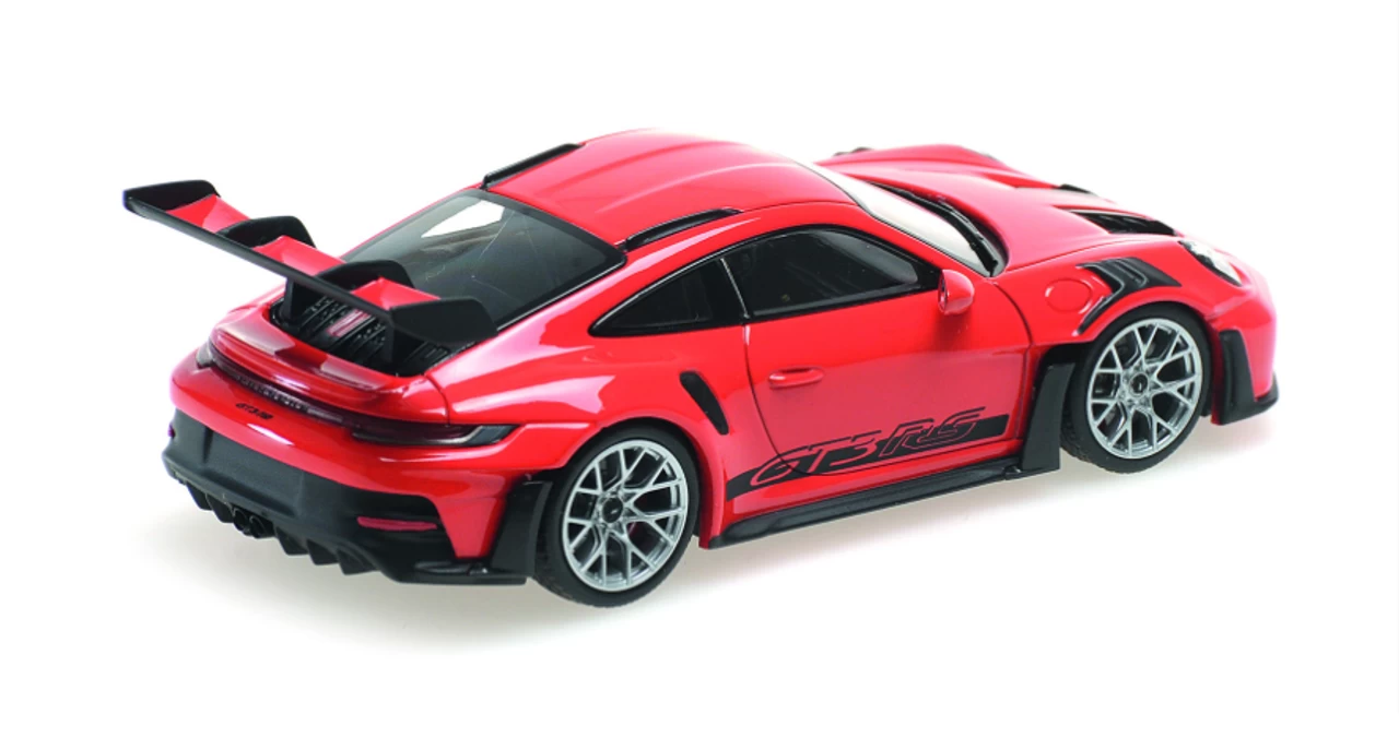1/43 MINICHAMPS PORSCHE 911 (992) GT3RS - 2023 - RED W/ SILVER WHEELS & BLACK DÉCOR Diecast Car Model - Image 2