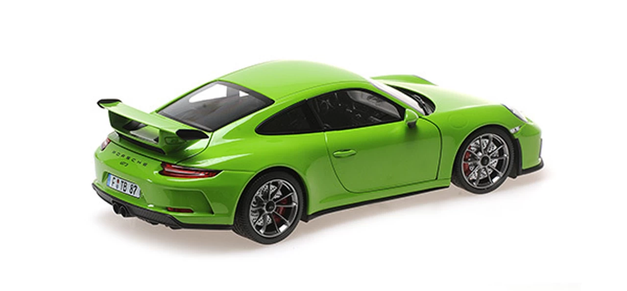 1/18 Minichamps Porsche 911 GT3 2018 YELLOW/GREEN (SHMEE 150) Diecast Full Open - Image 3