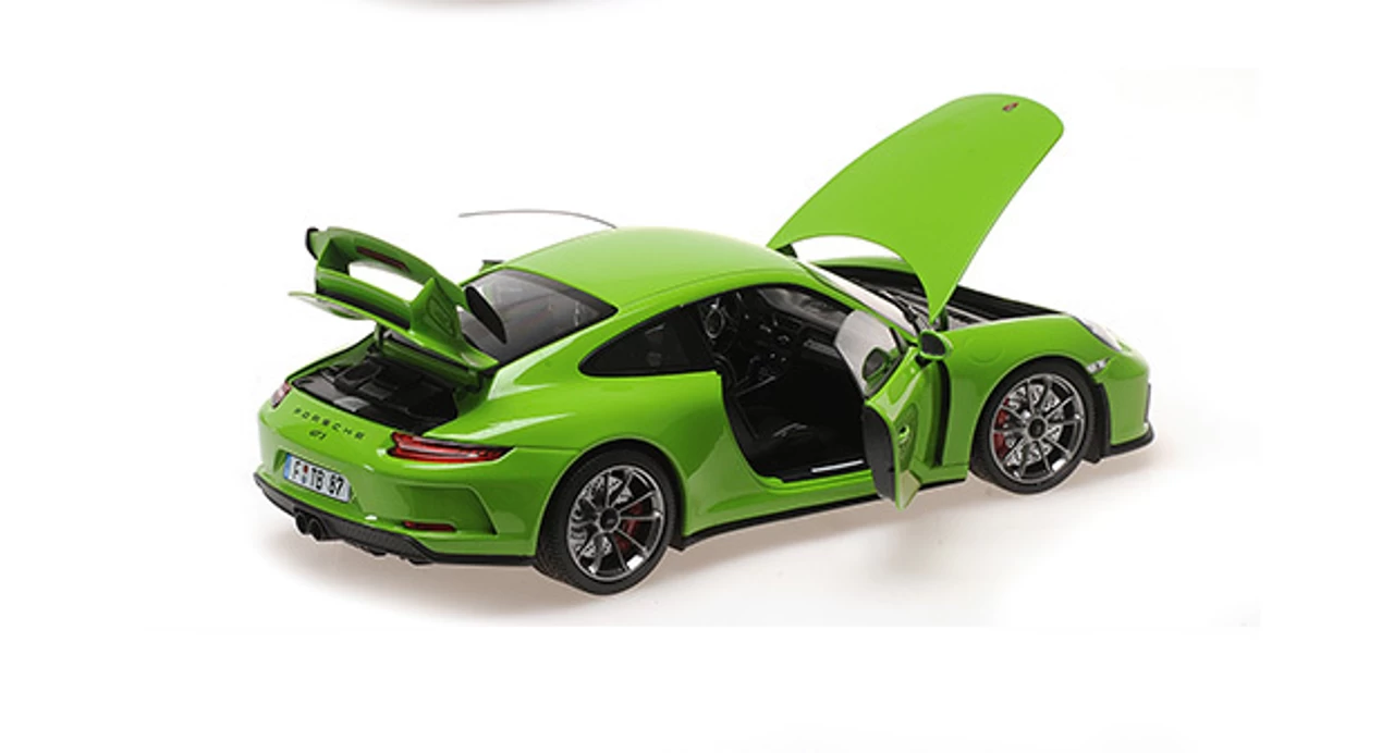 1/18 Minichamps Porsche 911 GT3 2018 YELLOW/GREEN (SHMEE 150) Diecast Full Open - Image 2