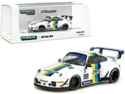 Porsche RWB 993 #99 "GReddy" White With Stripes "RAUH-Welt BEGRIFF" 1/64 Diecast Model Car By Tarmac Works