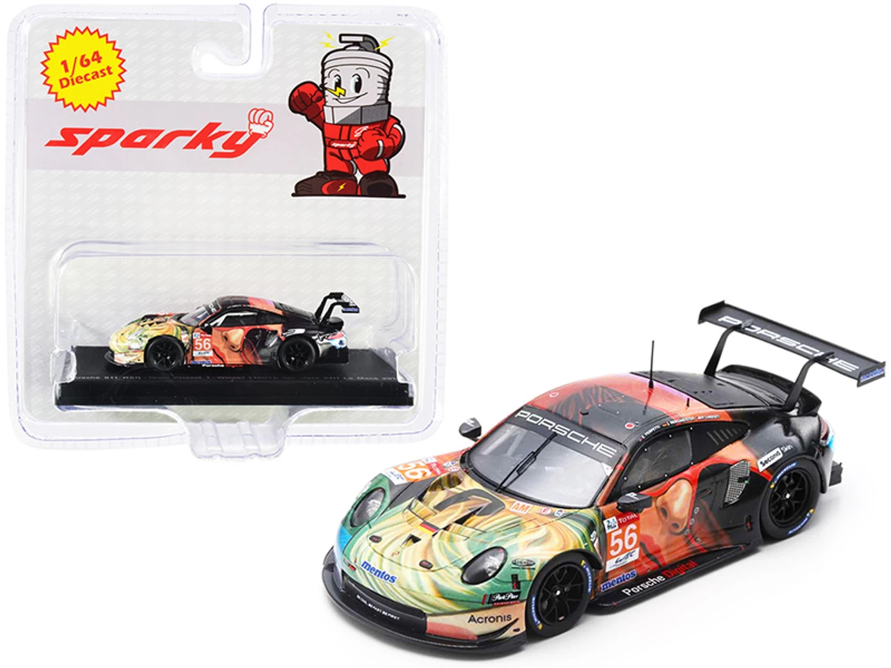 Porsche 911 RSR #56 J. Bergmeister - P. Lindsey - E. Perfetti Team Project 1 Winner LMGTE Am Class 24H Of Le Mans (2019) 1/64 Diecast Model Car By Sparky