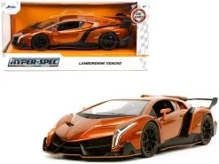 Lamborghini Veneno Bronze Metallic "Hyper-Spec" Series 1/24 Diecast Model Car By Jada