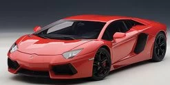 1/18 AUTOart LAMBORGHINI AVENTADOR LP700-4 (ROSSO ANDROMEDA / RED WITH BLACK WHEELS/BLACK INTERIOR/ORANGE CALIPERS) Diecast Car Model 74669