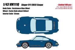 1/43 Make Up Porsche Singer 911 (964) Coupe (Resistance Blue With Silver Fuchs Style Wheel) Resin Car Model Limited 100 Pieces