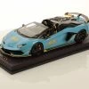 1/18 MR Collection Lamborghini Aventador SVJ Roadster 63 Special Edition (Blu Cepheus Blue With Yellow Livery) Resin Car Model Limited 63 Pieces