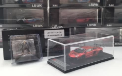 1/64 LBWK LB Works Aventador 2.0 Metallic Red W/ Kato's San Figure Diecast Car Model