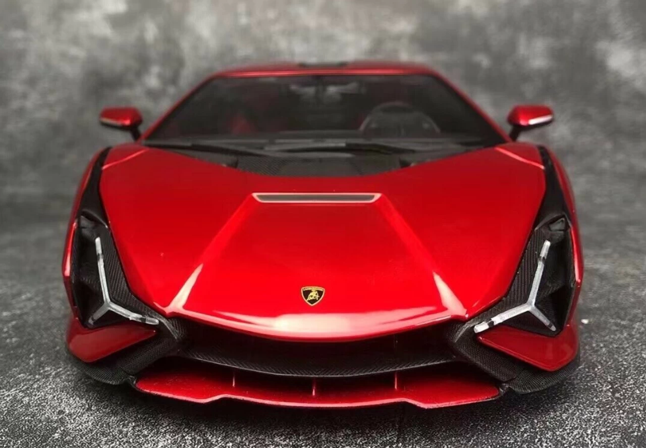1/18 BBurago Lamborghini Sian FKP 37 (Red With Copper Wheels) Diecast Car Model - Image 6