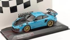 1/43 Minichamps 2018 Porsche 911 (991.2) GT2 RS (Miami Blue With Golden Wheels) Car Model Limited 333 Pieces