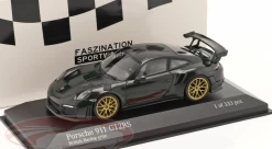 1/43 Minichamps 2018 Porsche 911 (991.2) GT2 RS (British Racing Green With Golden Wheels) Car Model Limited 333 Pieces