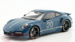1/18 Minichamps 2021 Porsche 911 Turbo S With SportDesign Package #20 Blue Metallic With Silver Stripes Limited Edition To 504 Pieces