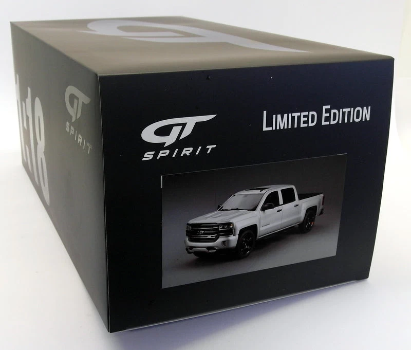 GT Spirit 1/18 Scale Resin GT785 - Chevrolet Silverado Pick Up 2018 - Silver - Image 5