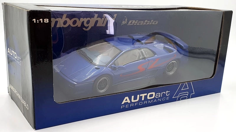 Autoart 1/18 Scale Diecast 70082 - Lamborghini Diablo SV Coupe - Met Blue - Image 5