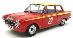 Autoart 1/18 Scale Diecast DC24222A Lotus Cortina #22 Racing Red/Gold With Case