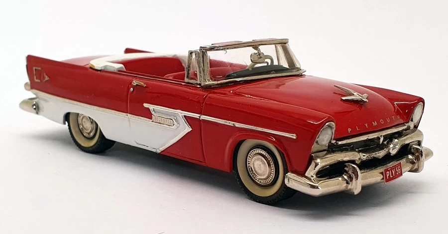 Madison Models 1/43 Scale 18 - 1956 Plymouth Belvedere Cherry Red/Eggshell White - Image 4