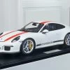 1/8 Minichamps 2016 Porsche 911 (991.1) R (White With Red Stripes) Resin Car Model Limited 191 Pieces