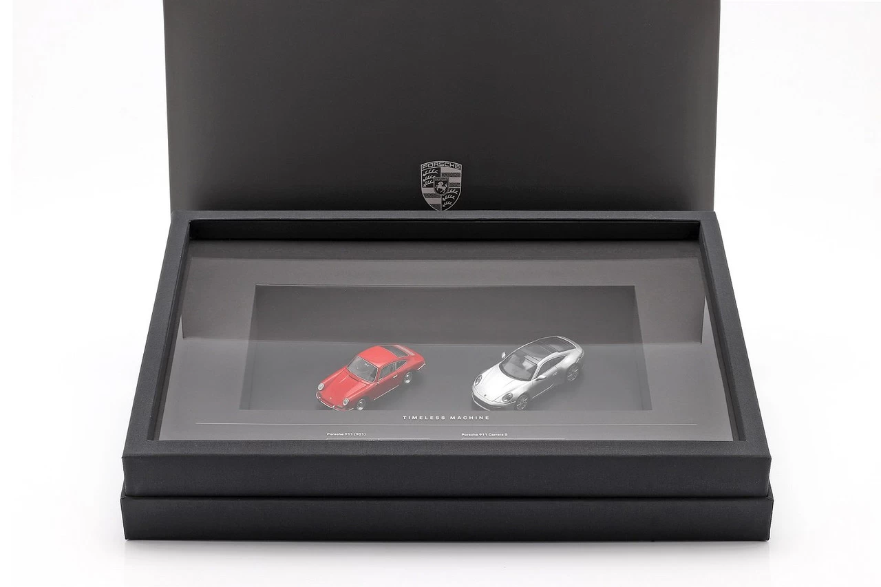 1/43 Dealer Edition Porsche 911 Art Edition Timeless Machine Models Set 1964 Orsche 911 (901) (Indian Red) & Porsche 911 (992) Carrera S (Silver Grey) Car Model