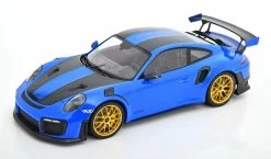 1/18 Minichamps 2018 Porsche 911 (991.2) GT2 RS Weissach Package (Voodoo Blue With Golden Rims) Car Model Limited 111 Pieces