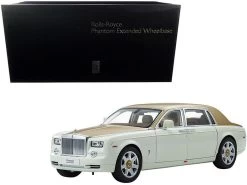 1/18 Kyosho Rolls-Royce Phantom Extended Wheelbase (EWB) (English White W/ Gold Hood) Diecast Car Model