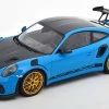 1/18 Minichamps 2019 Porsche 911 (991.2) GT3 RS Weissach Package With Side "GT3 RS" Print (Miami Blue With Golden Rims) Car Model Limited 111 Pieces