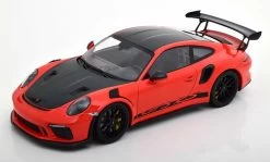 1/18 Minichamps 2019 Porsche 911 (991.2) GT3 RS Weissach Package With Side "GT3 RS" Print (Lava Orange With Black Rims) Car Model Limited 111 Pieces