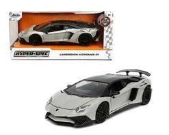 Lamborghini Aventador SV Gray With Black Top "Hyper-Spec" Series 1/24 Diecast Model Car By Jada