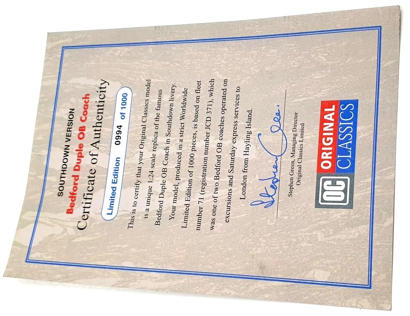 Original Classics 1/24 Scale Bus JCD371 - Bedford Duple OB Coach - Southdown - Image 5