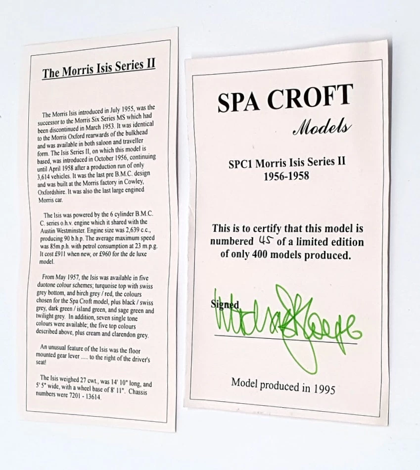 Spa Croft Models 1/43 Scale SPC1 - 1956-58 Morris Isis Series II - Blue/Grey - Image 7